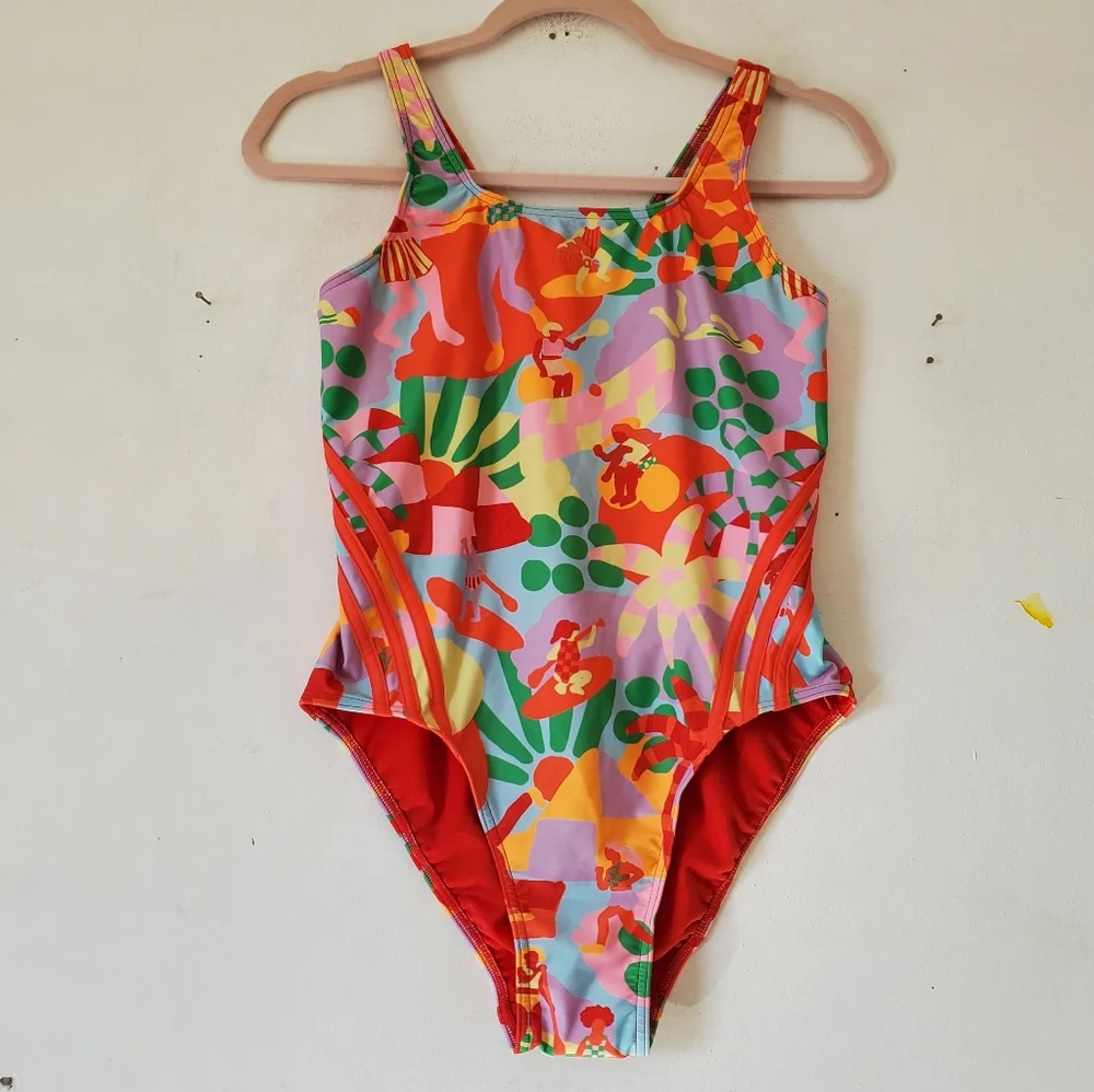 New Women's Adidas Farm Pearl Citrine One Piece Swimsuit‎ Size 12 NWT